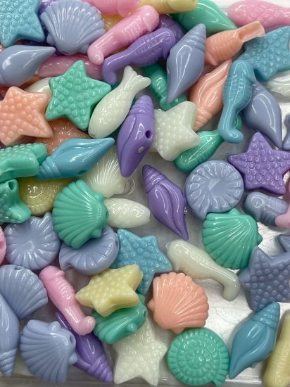 Picture of Acrylic Beads Ocean Theme Pastel Color Mix x50