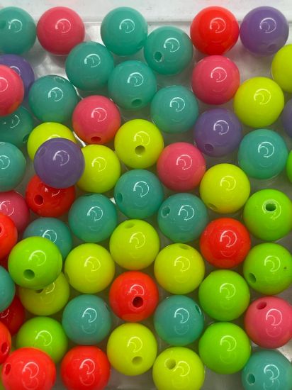 Picture of Acrylic Beads 10mm round Bright Color Mix x50