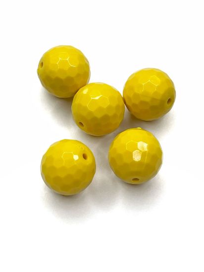 Picture of Acrylic Beads Faceted 20mm Yellow x5