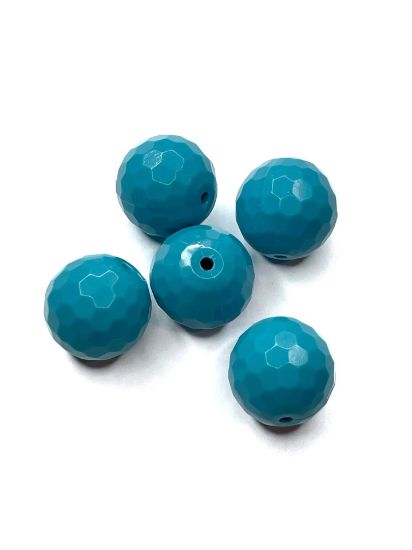 Picture of Acrylic Beads Faceted 20mm Blue Turquoise x5 