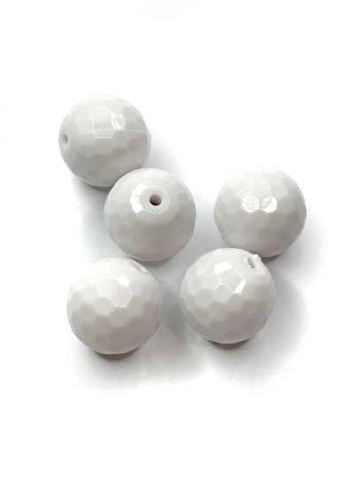 Picture of Acrylic Beads Faceted 20mm White x5 