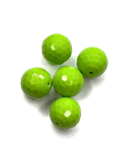 Picture of Acrylic Beads Faceted 20mm round Light Green x5