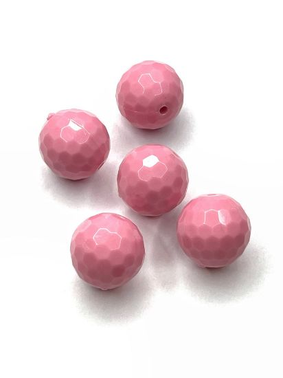 Picture of Acrylic Beads Faceted 20mm Pink x5