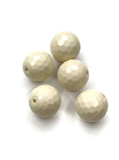 Picture of Acrylic Beads Faceted 20mm round Cream x5