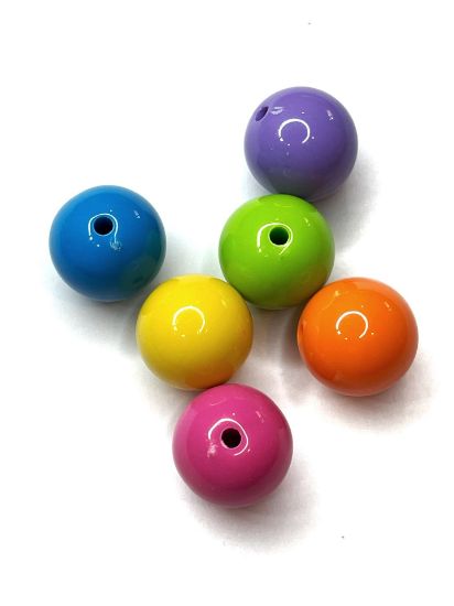 Picture of Acrylic Beads 18mm round Opaque Color Mix x10