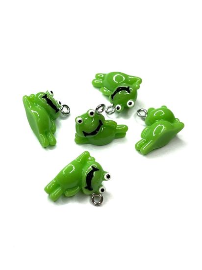 Picture of Pendant Frog 18x15mm Green x5