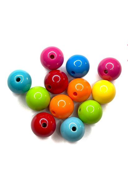 Picture of Acrylic Beads 16mm round Opaque Color Mix x10