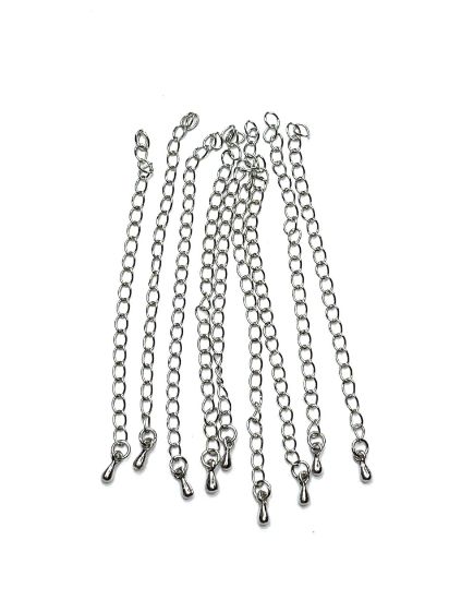 Picture of Chain Extender 80x4mm w/ drop Silver Tone x10