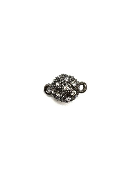 Picture of Ball magnetic clasp with Strass 10mm Gunmetal x1 