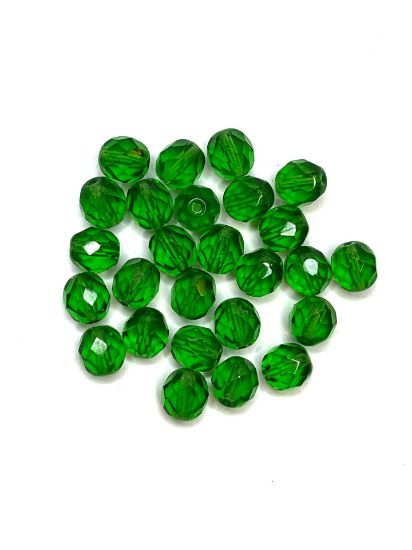 Picture of Fire-Polished facet beads 8mm Green x20