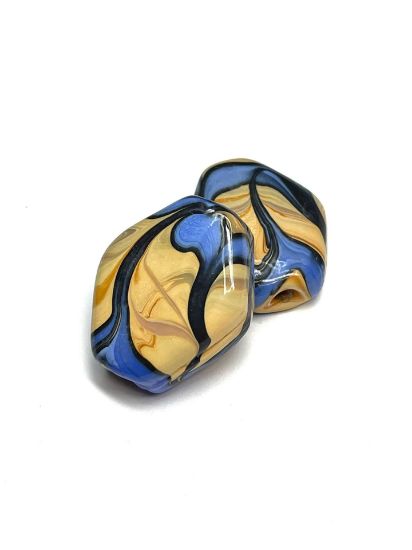 Picture of Ceramic Beads "Art-Nouveau" 25x30mm Blue x1