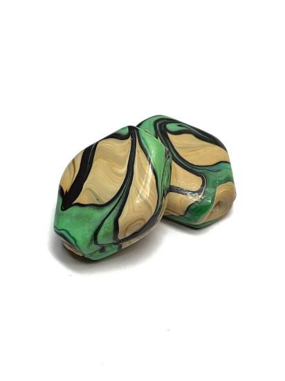 Picture of Ceramic Beads "Art-Nouveau" 25x30mm Green x1
