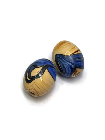 Picture of Ceramic Beads "Art-Nouveau"  22x18mm Blue x1