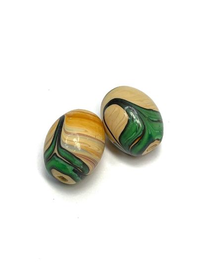 Picture of Ceramic Beads "Art-Nouveau" 22x18mm Green x1