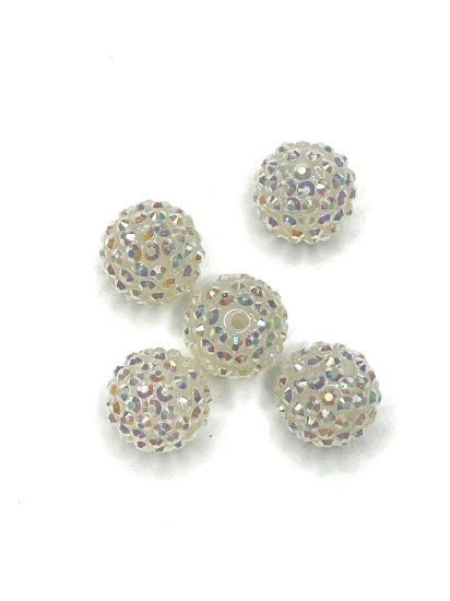 Picture of Resin Bead with Strass 18mm White x1