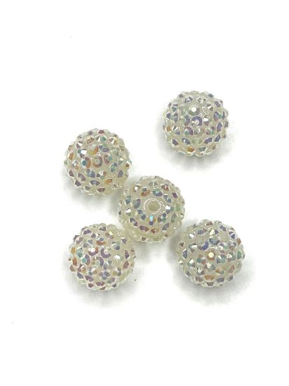 Picture of Resin Beads with Strass 18mm White x1