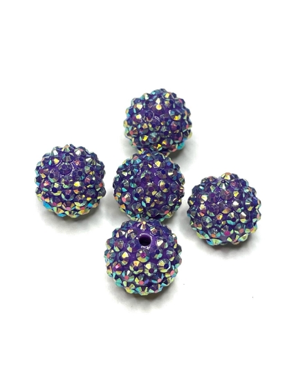 Picture of Resin Bead with Strass 18mm Purple AB x1