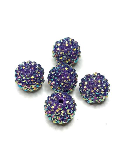Picture of Resin Beads with Strass 18mm Purple AB x1