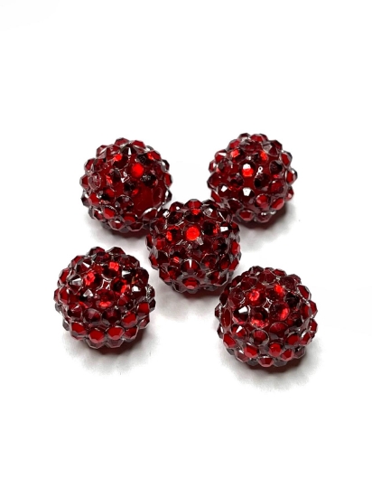 Picture of Resin Bead with Strass 18mm Red x1