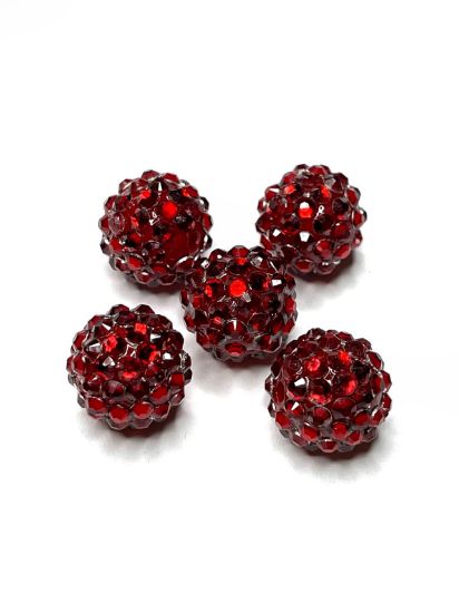 Picture of Resin Beads with Strass 18mm Red x1