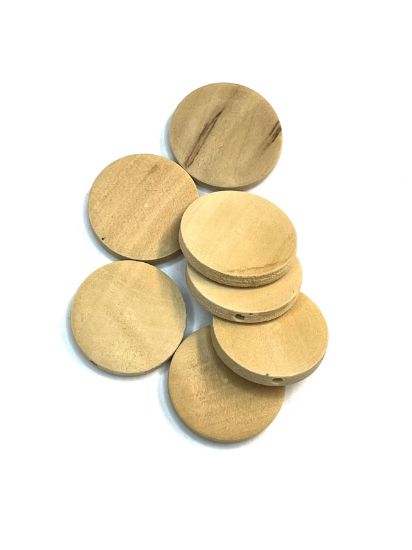 Picture of Wood Bead 25mm Flat Round x5