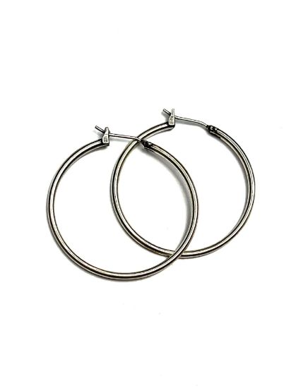 Picture of Earring Hoop 35mm Antique Silver Plate  x2