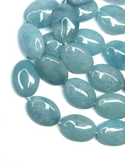 Picture of Jade (dyed) flat oval bead 25x18mm Sky Blue x1