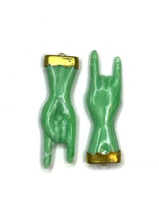 Image de Vintage Pendant "Sign of the horns" Green x2
