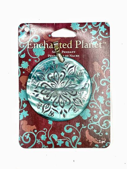Picture of Pendant Shell Mandala 50mm Teal x1