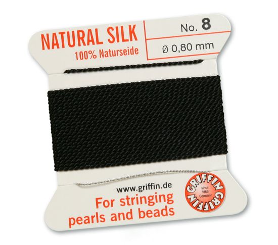 Picture of Griffin Silk Beading Cord & Needle size #8 - 0.80mm Black x2m