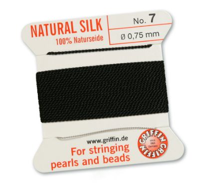 Afbeelding van Griffin Silk Beading Cord & Needle size #7 - 0.75mm Black x2m