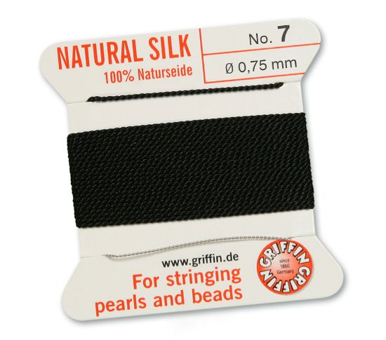 Picture of Griffin Silk Beading Cord & Needle size #7 - 0.75mm Black x2m
