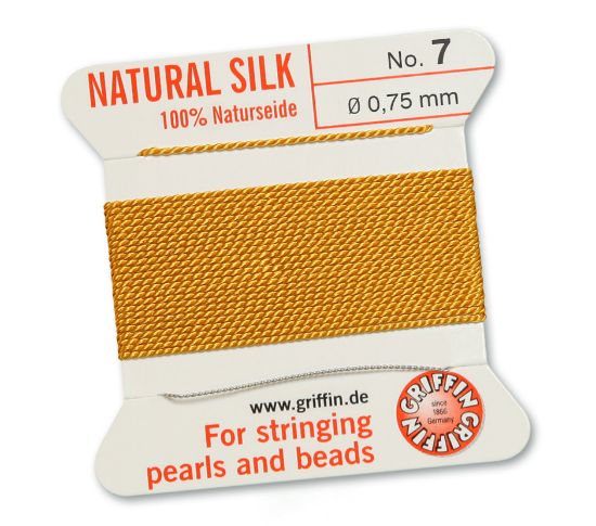 Picture of Griffin Silk Beading Cord & Needle size #7 - 0.75mm Amber x2m