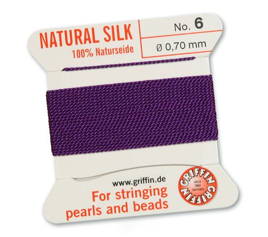 Picture of Griffin Silk Beading Cord & Needle size #6 - 0,70mm Amethyst x2m