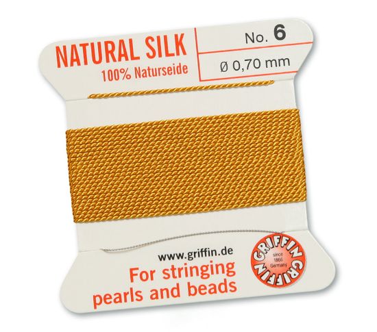 Picture of Griffin Silk Beading Cord & Needle size #6 - 0,70mm Amber x2m