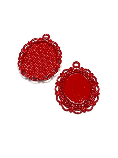 Picture of Pendant oval 18x13mm Red x5