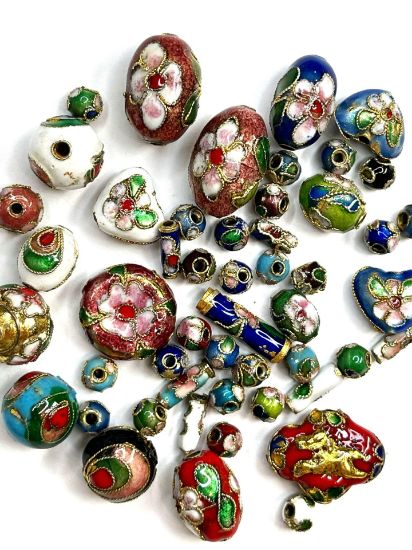 Picture of Cloisonné Bead 5x5mm-19x15mm mixed shapes multicolored x50