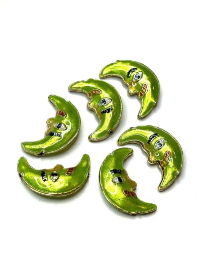 Picture of Cloisonné Bead Moon 21x15x6mm Green x10