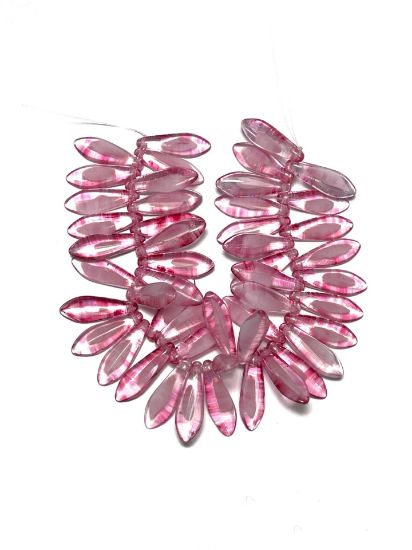 Picture of Glass Daggers 5x16mm Crystal Pink White x25