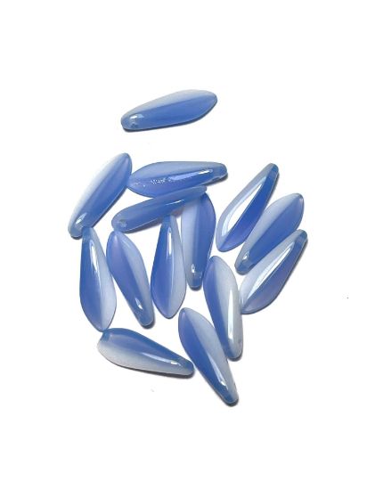 Picture of Glass Daggers 5x16mm White Blue x25