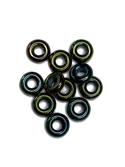 Picture of Wheel Beads 10mm Green Iris x10
