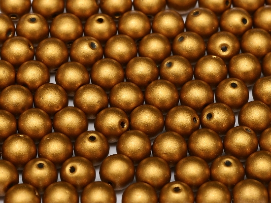 Picture of Czech Glass bead 6mm round Brass Gold x100