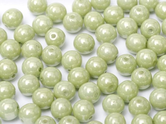 Picture of Round beads 6mm Chalk White Mint Luster x25