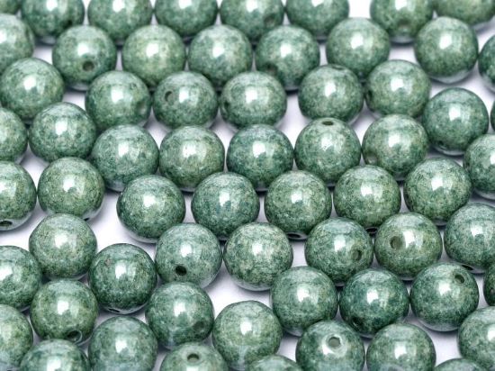 Picture of Round beads 6mm Chalk White Teal Luster x25