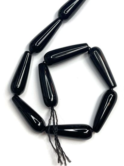Picture of Obsidian Bead Teardrop 30x10mm Black x1