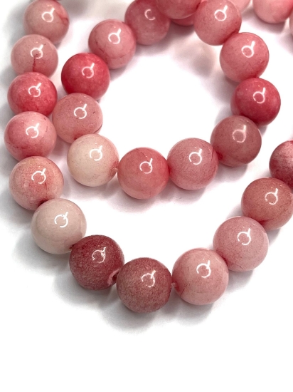 Picture of Mountain "Jade" bead 12mm round Pink x5