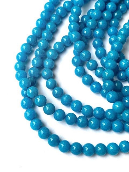 Picture of Mountain "Jade" bead 4mm round Blue Turquoise x40cm