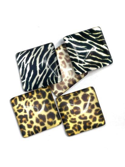 Picture of Cabochon Glass 25mm square "Animal Print" x5
