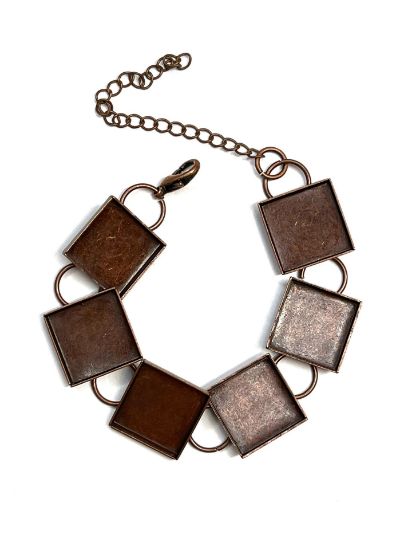 Picture of Bracelet Settings 15mm Square (6) Antiqued Copper x1 
