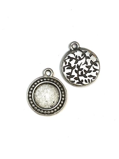 Picture of Pendant Setting Round 12mm Antiqued Silver x1 